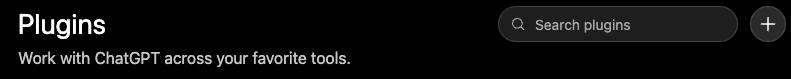 The Plugins header, with the plus button at the right