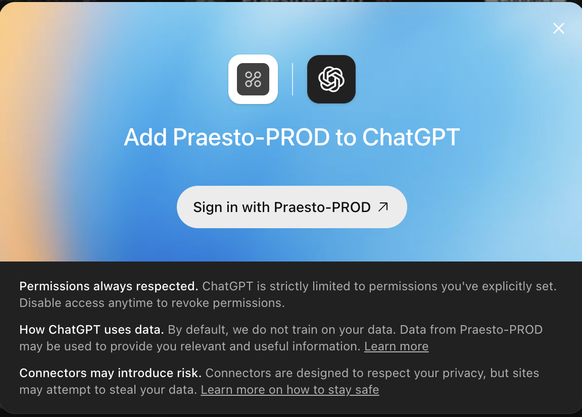 The Add to ChatGPT panel, with a Sign in button